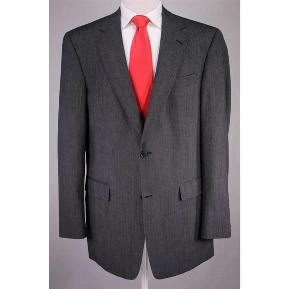Hart Schaffner Marx Travelor Gray/Black Striped 2-Btn Luxury Wool Suit 42L - Picture 2 of 10